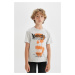 DEFACTO Boy's Crew Neck Printed Short Sleeve T-shirt