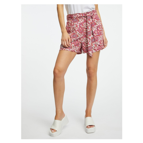 Orsay Creamy Pink Women Patterned Shorts - Women