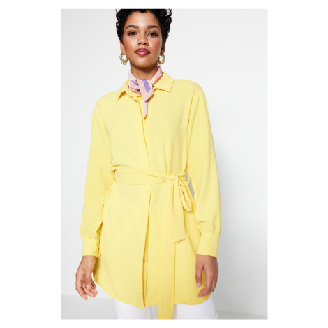 Trendyol Yellow Belted Concealed Pac Knitted Shirt