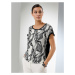 Tričko s kvetinovým vzorom Alba Moda Biela/Čierna