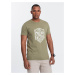 Ombre Men's motorcycle style printed t-shirt - olive