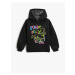 Koton Hooded Sweatshirt Graffiti Teddy Bear Printed Long Sleeve Raising