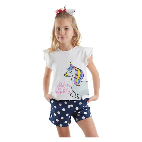 Denokids Sim Unicorn Girls Kids T-Shirt Poplin Shorts Set