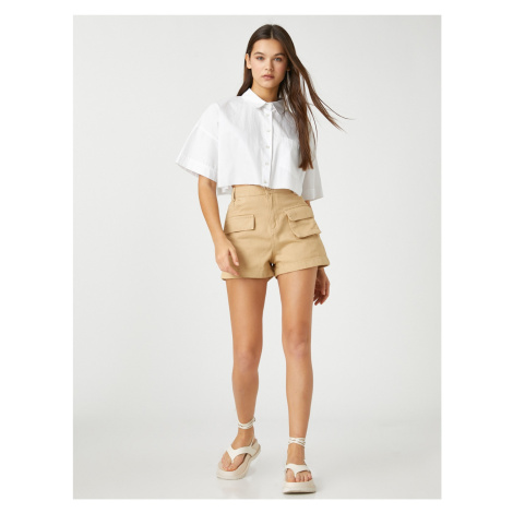 Koton Jeans Shorts With Belt Detailed High Waist Pockets.