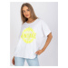 White and yellow women's T-shirt with application and print