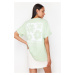 Trendyol Mint Back Printed Oversize/Wide Fit Crew Neck Knitted T-Shirt