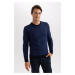 DEFACTO Navy Blue Standard Fit Regular Cut Crew Neck Knitwear Sweater