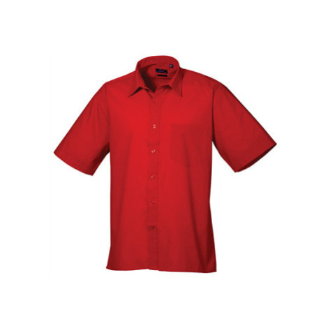 Premier Workwear Pánska košeľa s krátkym rukávom PR202 Red -ca. Pantone 200