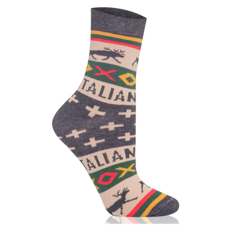 Dámske ponožky Italian Fashion S161D Asama - dlhé Tmavo sivá - zelená