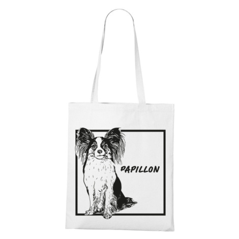 Plátená nákupná taška s potlačou plemena Papillon - darček pre milovníkov psov