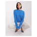 Blue sweater with cables and viscose