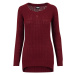 Women's sweater with a long wide neckline burgundy color