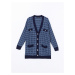 LC Waikiki V Neck Plaid Women's Knitwear Cardigan