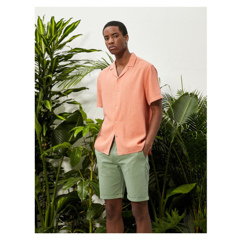 Koton Summer Shirt Short Sleeve Turn-down Collar Buttoned Cotton