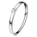 Briliantový prsteň v bielom 14K zlate - diamant čírej farby, lesklé ramená - Veľkosť: 62 mm