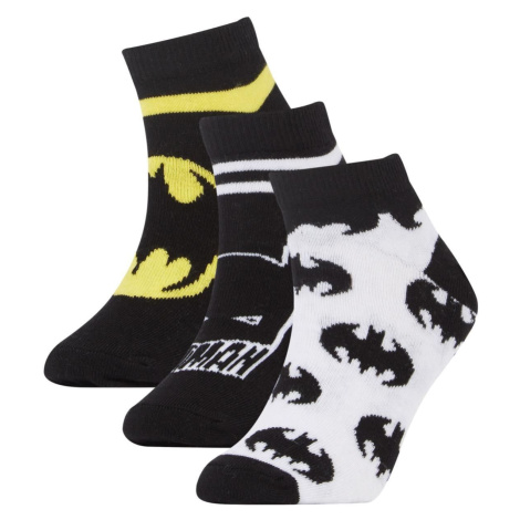 DEFACTO Boy's Batman Cotton 3-Piece Booties Socks