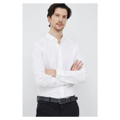 Bavlnená košeľa BOSS pánska, biela farba, regular, s golierom button-down Hugo Boss
