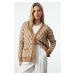 Trendyol Beige Soft Textured Glittery Knitwear Cardigan