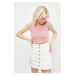 Trendyol Dried Rose Corduroy Crop Knitted Undershirt