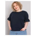 Navy blue blouse plus size with decorative sleeves