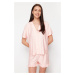 Trendyol Salmon Polka Dot Frill Detailed Knitted Pajamas Set