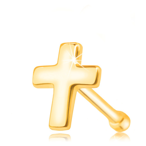 Piercing do nosa zo zlata 375 - lesklý latinský krížik