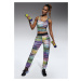 Bas Bleu Women's sweatpants TROPICAL with welts and colorful stripes