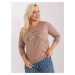 Navy beige women's plus size blouse with 3/4 sleeves