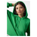 Trendyol Green Thick Polar Fleece Hooded Zippered Crop Knit Sweatshirt