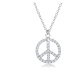 Strieborný náhrdelník 925, symbol mieru vykladaný čírymi zirkónmi