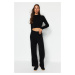 Trendyol Black Crop Basic Knitwear Two Piece Set