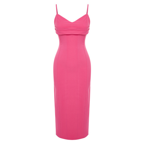 Trendyol Fuchsia Fitted Stylish Woven Evening Dress