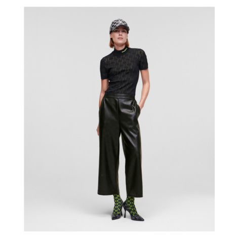 Nohavice Karl Lagerfeld Perforated Faux Ltr Culottes Čierna