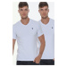 DOUBLE SET T8568 DEWBERRY V-NECK MEN'S T-SHIRT-WHITE-WHITE