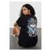 Trendyol Black 100% Cotton Front and Back Butterfly Printed Oversize/Wide Pattern Knitted T-Shir