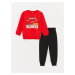 LC Waikiki Crew Neck Long Sleeve Cars Printed Baby Boy Sweatshirt and Tracksuit Bottom 2-Set