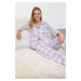 Trendyol Lilac Cotton Plaid Pocket Detailed Woven Pajamas Set