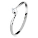 Zásnubný prsteň v bielom 14K zlate - číry brúsený diamant, úzke ramená - Veľkosť: 59 mm