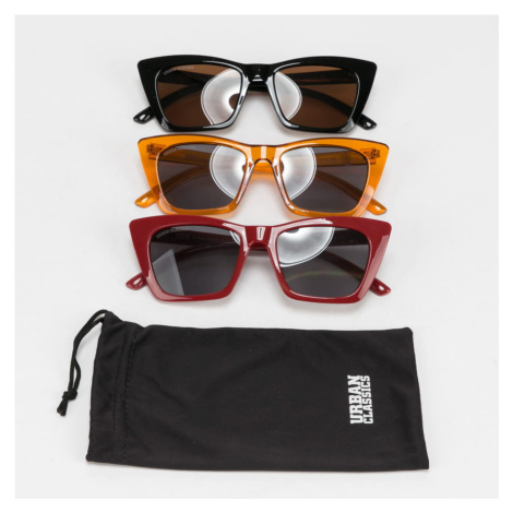 Urban Classics Sunglasses Tilos 3-Pack Black/ Orange/ Red