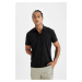 DEFACTO Fit Black Standard Fit Regular Cut Polo Collar Short Sleeve Polo Shirt