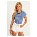 Cool & Sexy Women's Saks-White Striped Blouse