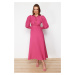 Trendyol Pink Eyelet Detailed Cotton Woven Dress