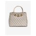 Beige Patterned Handbag Guess Izzy Status Satchel - Women