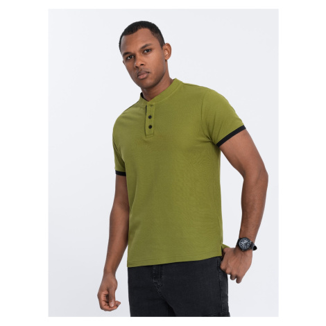 Svetlo zelené pánske polo tričko Ombre Clothing