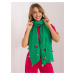 Green long women's scarf with appliqués