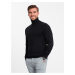 Ombre Men's knitted fitted turtleneck with viscose - black