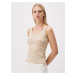 Jimmy Key Beige V-Neck Sleeveless Striped Undershirt