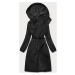 Čierny dlhý kabát s opaskom (AG5-019)