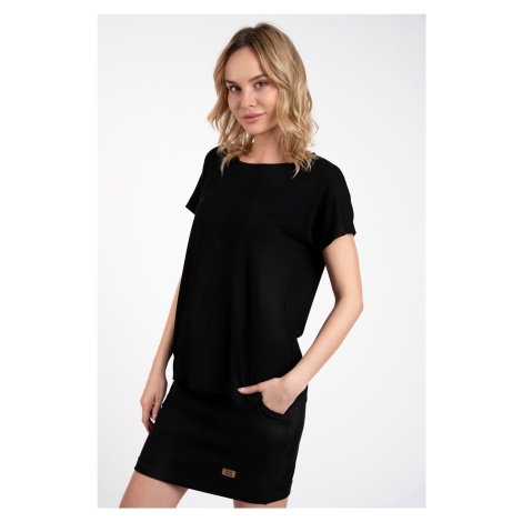 Women's blouse Ksenia with short sleeves - black Italian Fashion