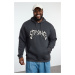 Trendyol Plus Size Anthracite Oversize/Wide Cut Hooded Fleece Sweatshirt